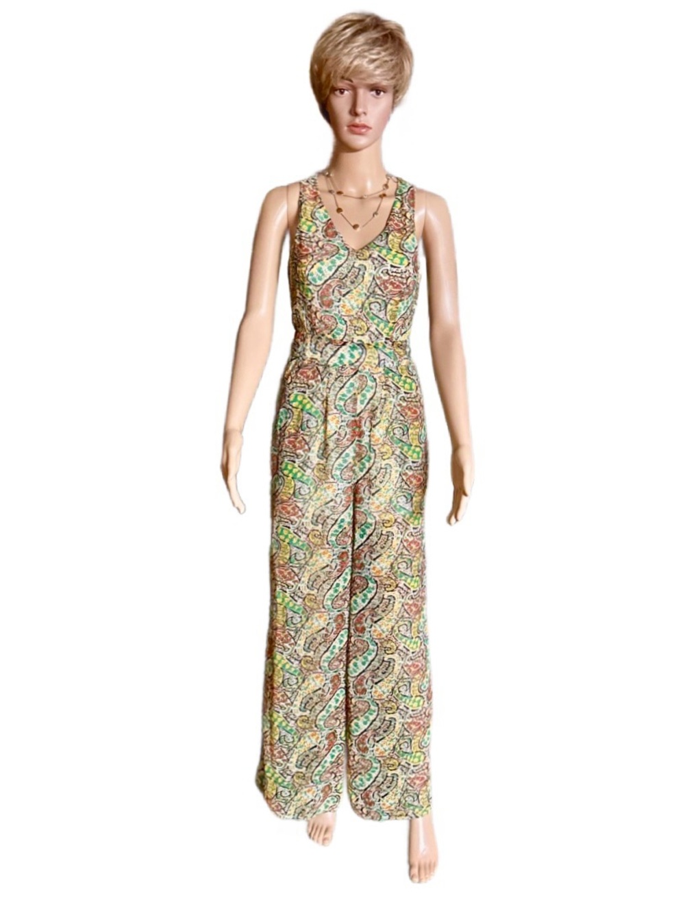 Potter’s Pot ~ Women’s Small ~ Multi-Colors ~  Paisley & Floral ~ Boho Jumpsuit